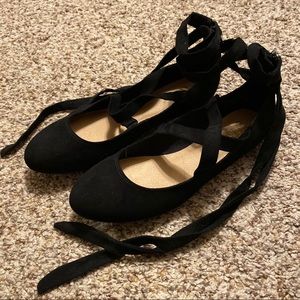 Lace up ballet shoes